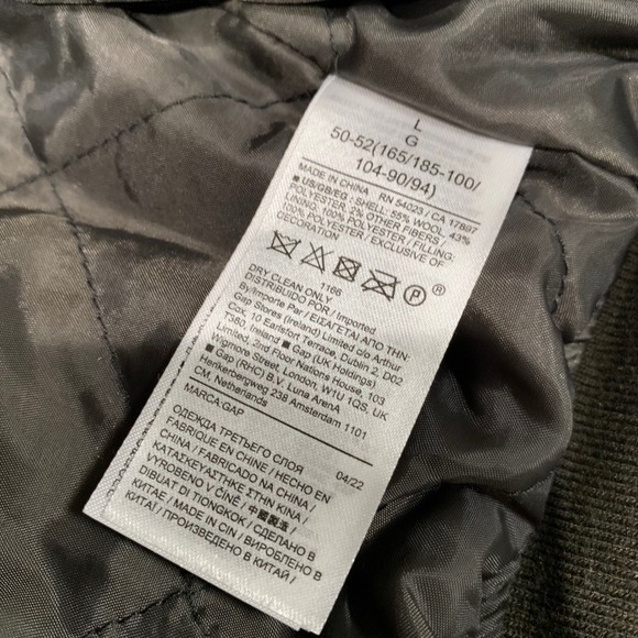 GAP Athletic Varsity Letterman Jacket Wool Blend Green Mens L 1969 VTG Style - Picture 8 of 11